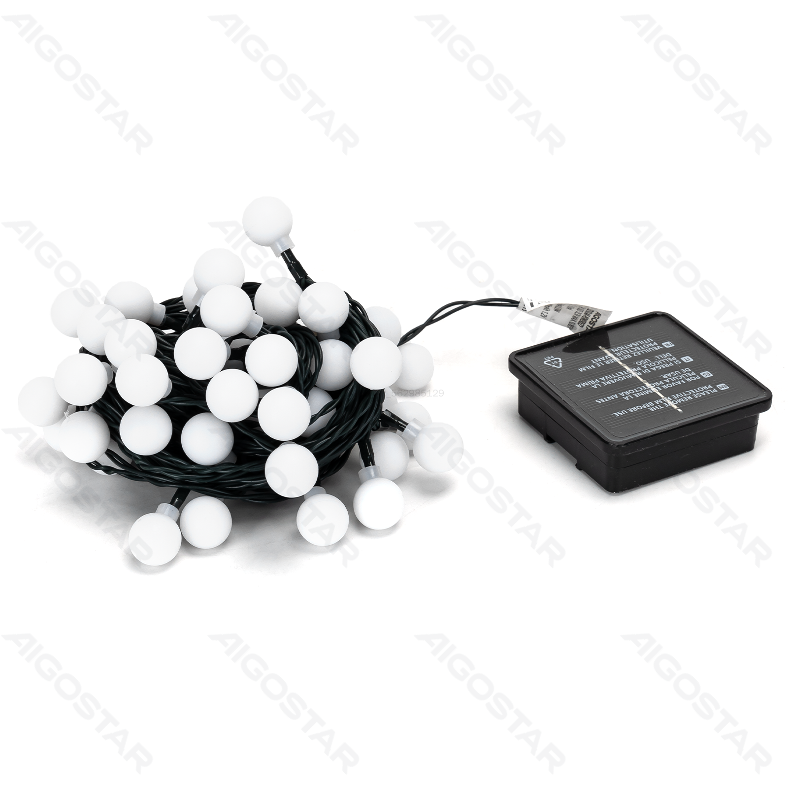 Aigostar Bande lumineuse à énergie solaire. Lumière du jour (longueur de câble de 2 m + fil de 10 m)