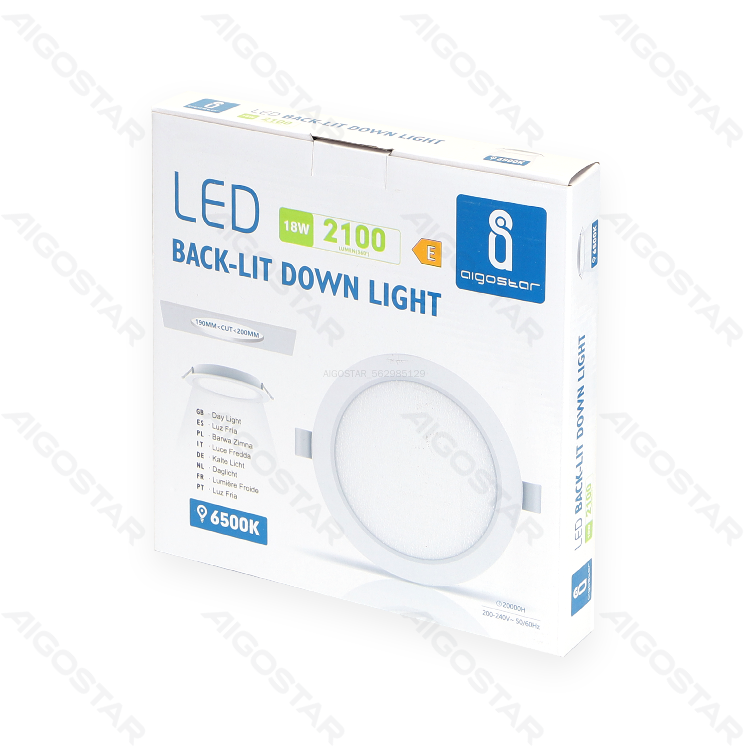 Aigostar     E6 LED Inbouw Downlight Rond 18W 2100 Lm 6500K