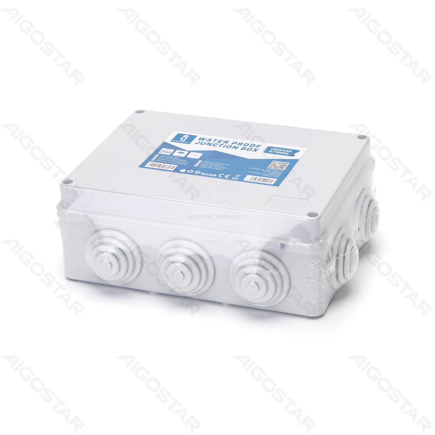 Aigostar     Waterproof Junction Box Square (Size: 190*140*70mm) IP44 Gray