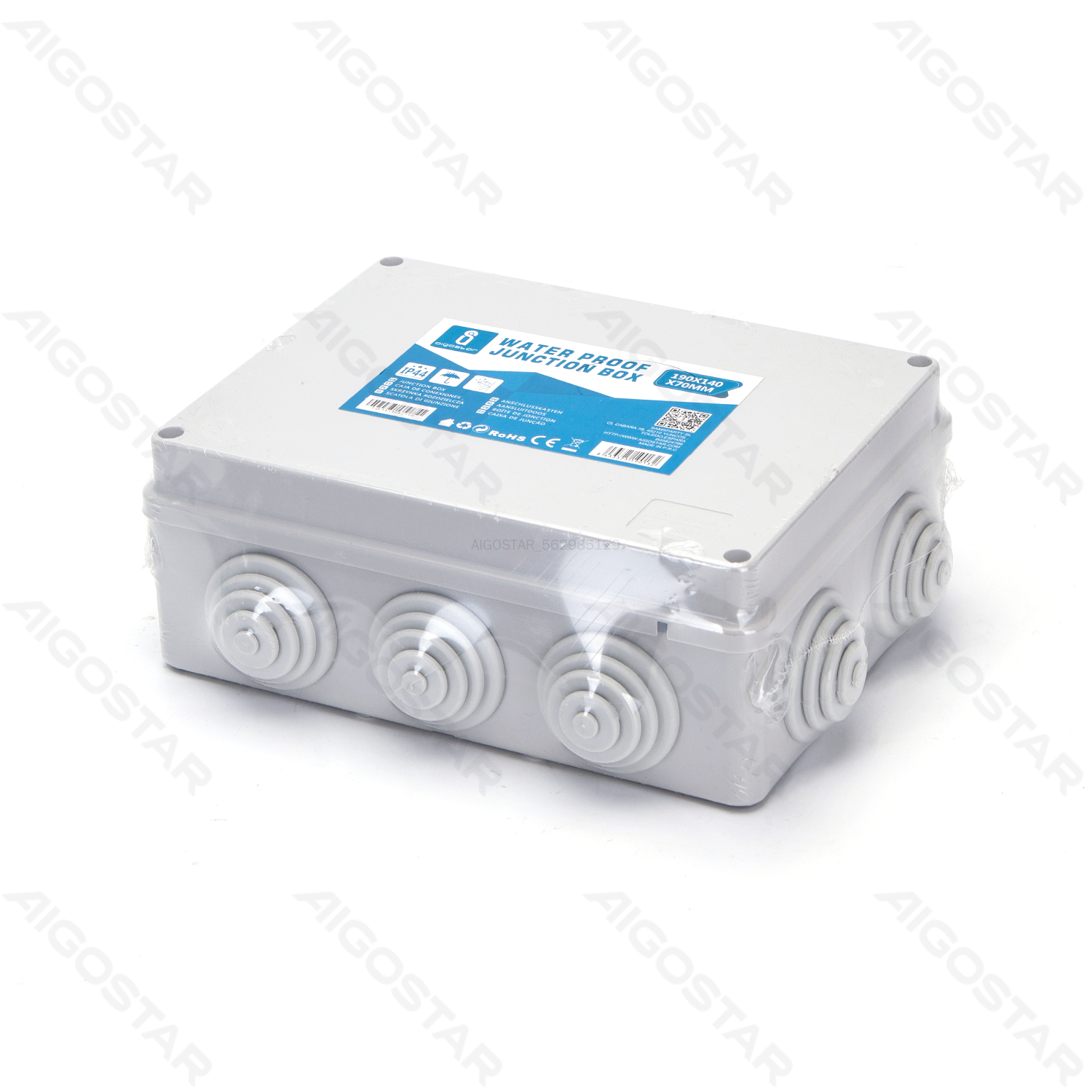 Aigostar     Waterproof Junction Box Square (Size: 190*140*70mm) IP44 Gray