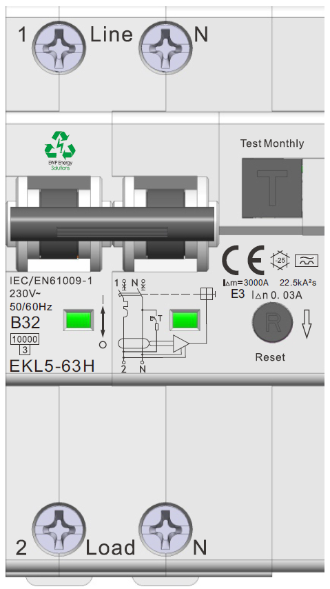 EWP Solutions Aardlekautomaat 2P 30mA Type A 16A curve C