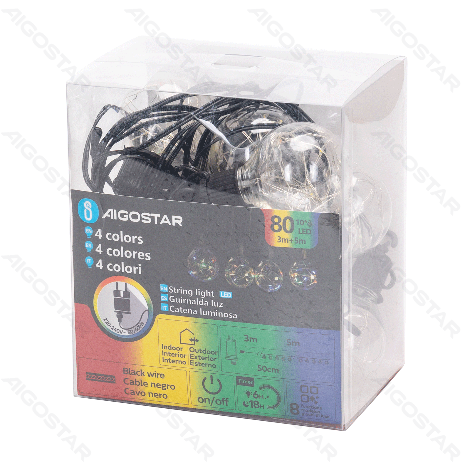 Aigostar Lichtstrook met koperdraad 5m  G50 RGBY IP44 5m 5m