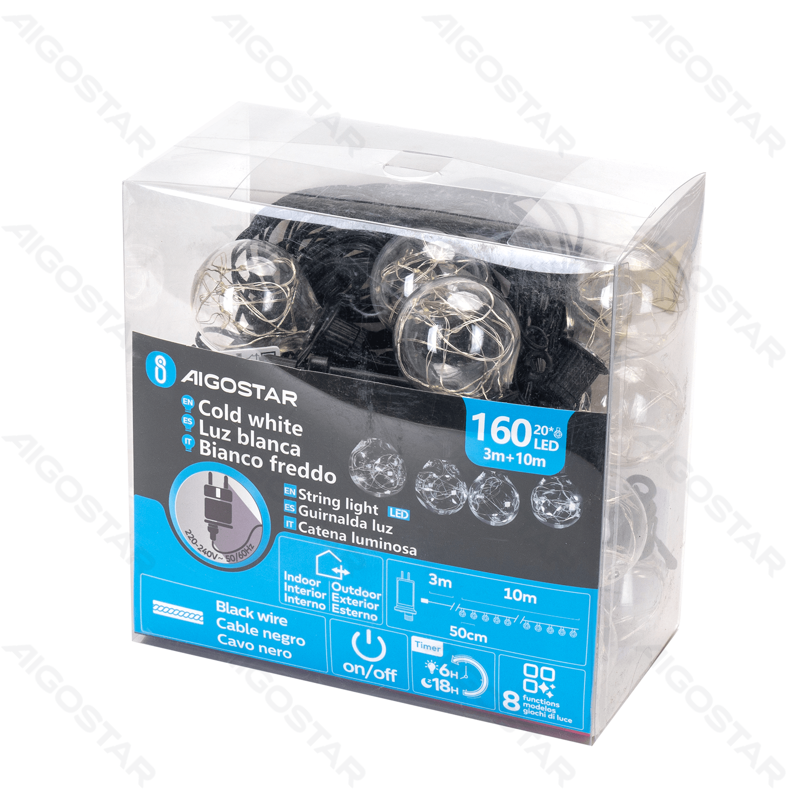 Aigostar Lichtstrook met koperdraad 10m  G50 IP44 6500K