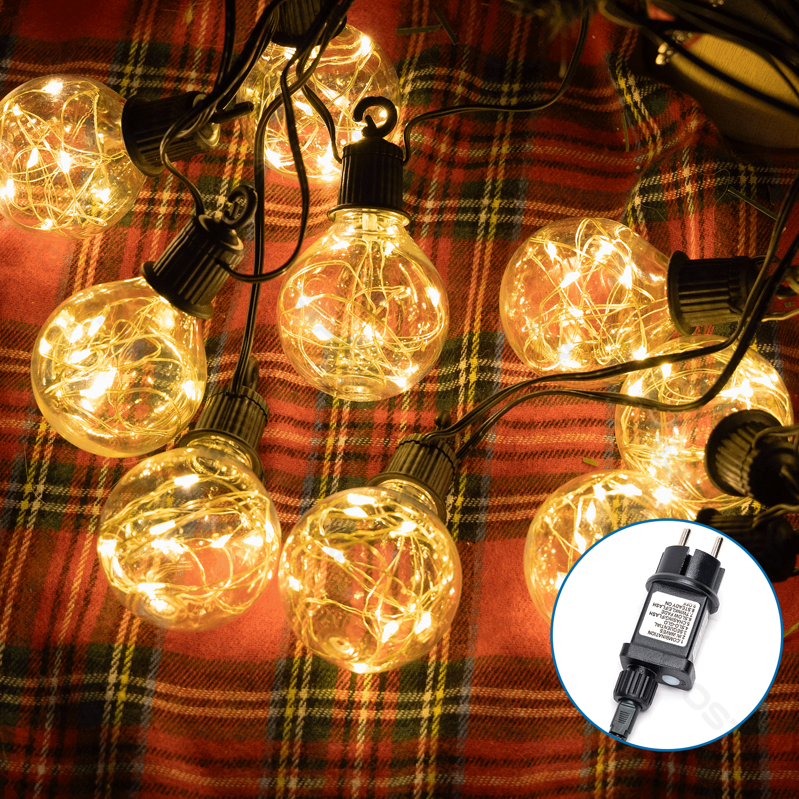 Aigostar Bande lumineuse avec fil de cuivre 10m G50 IP44 3000K