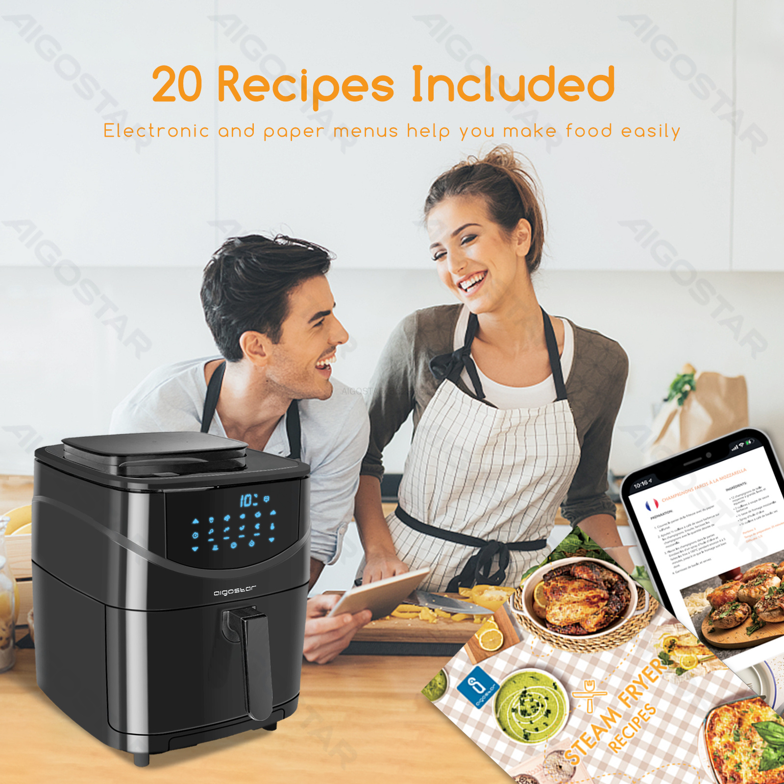 Aigostar   Airfryer and steam oven 2-in-1 1700W 7L