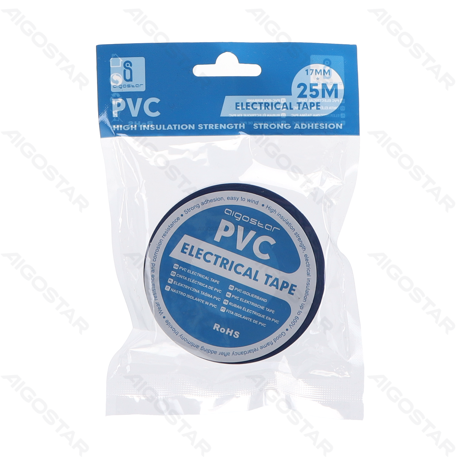 Aigostar PVC isolatietape 0,13*17*25M Blauw Zwart