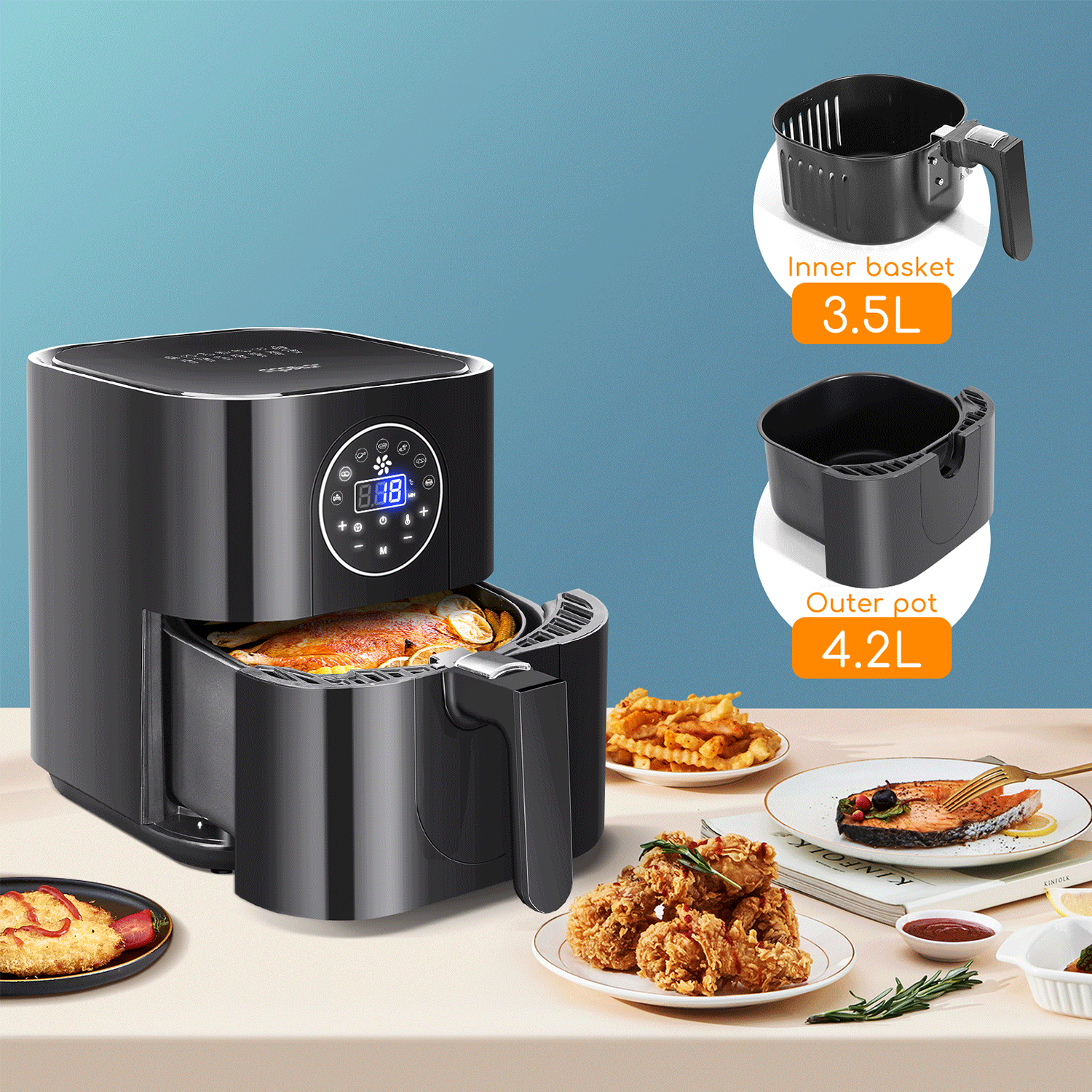 Aigostar  Friteuse à air chaud électronique Airfryer 1500W 3.5L