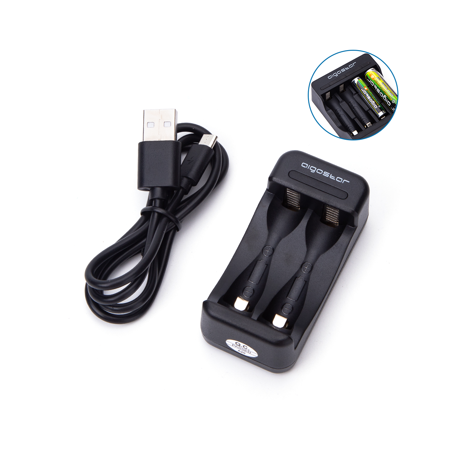 Aigostar Snelle batterijlader smart 2 AA/AAA Zwart