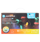 Aigostar Bande lumineuse avec lampes à tube rond G50 (20 pièces) à énergie solaire, RGBY 10m énergie, RGBY, 10m