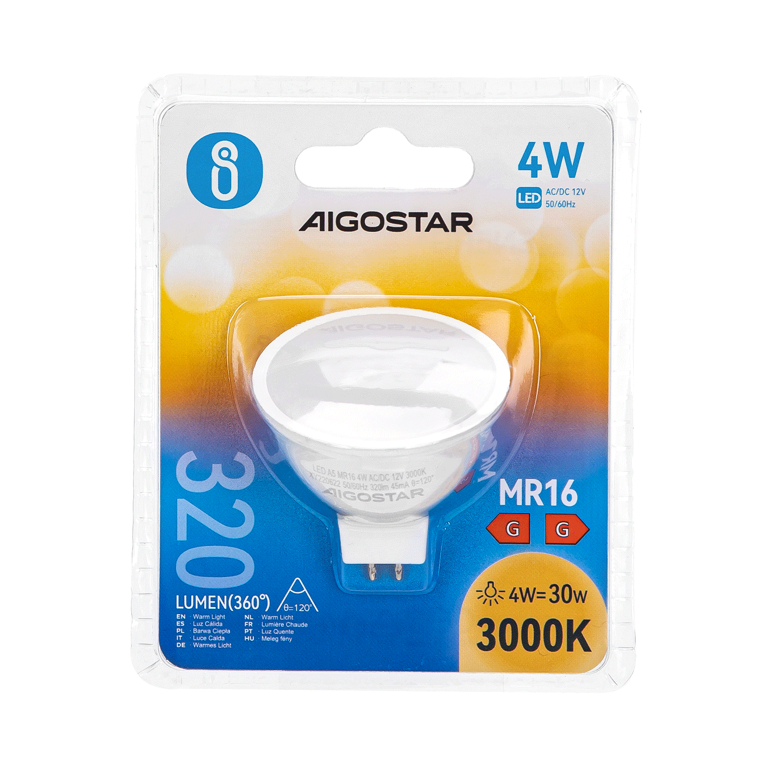 Aigostar LED A5 MR16 4W 3000K 280lm