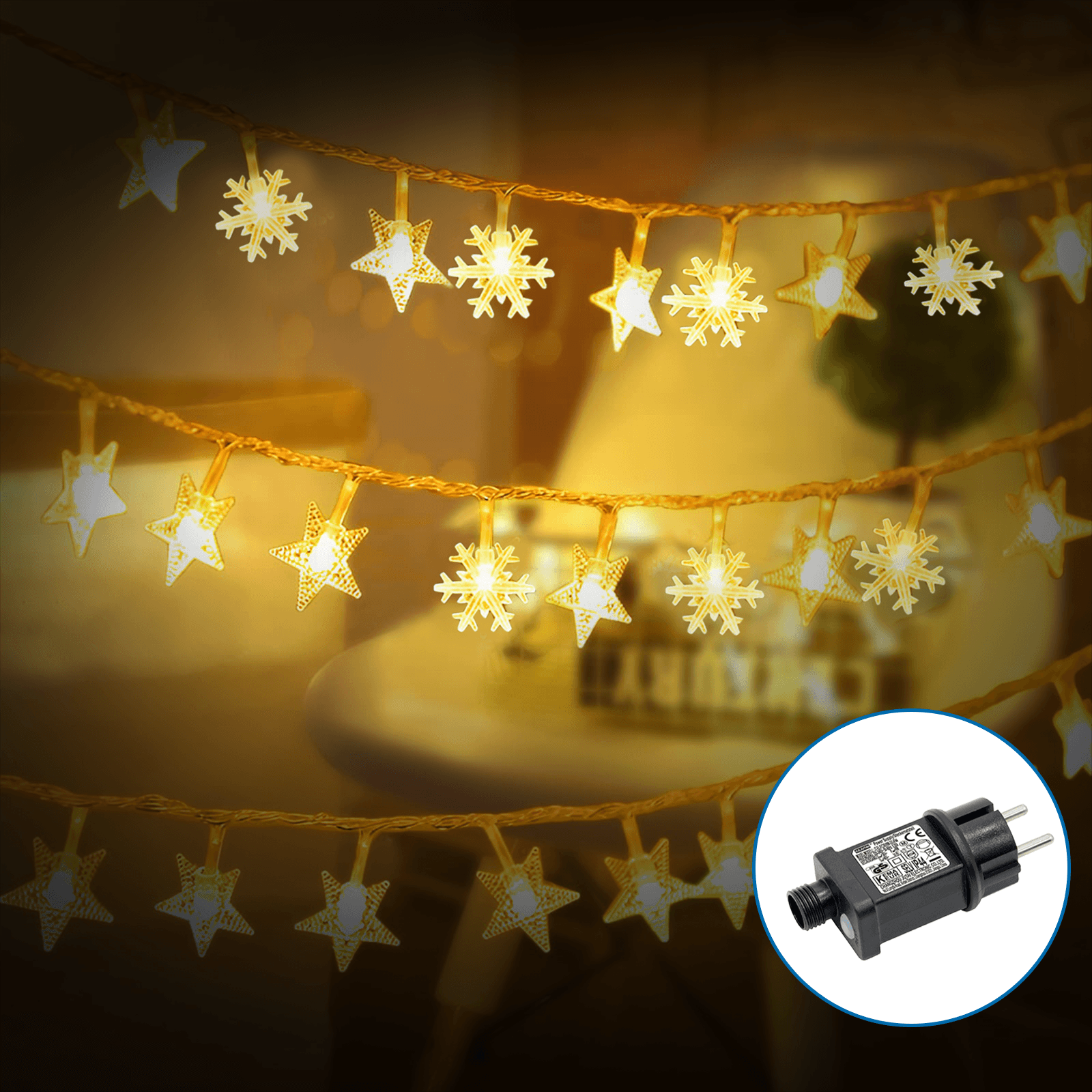 Aigostar Stersneeuwvlok van platte lichtstroken 3000K 10m Led(100) IP44 Binnen& Buiten