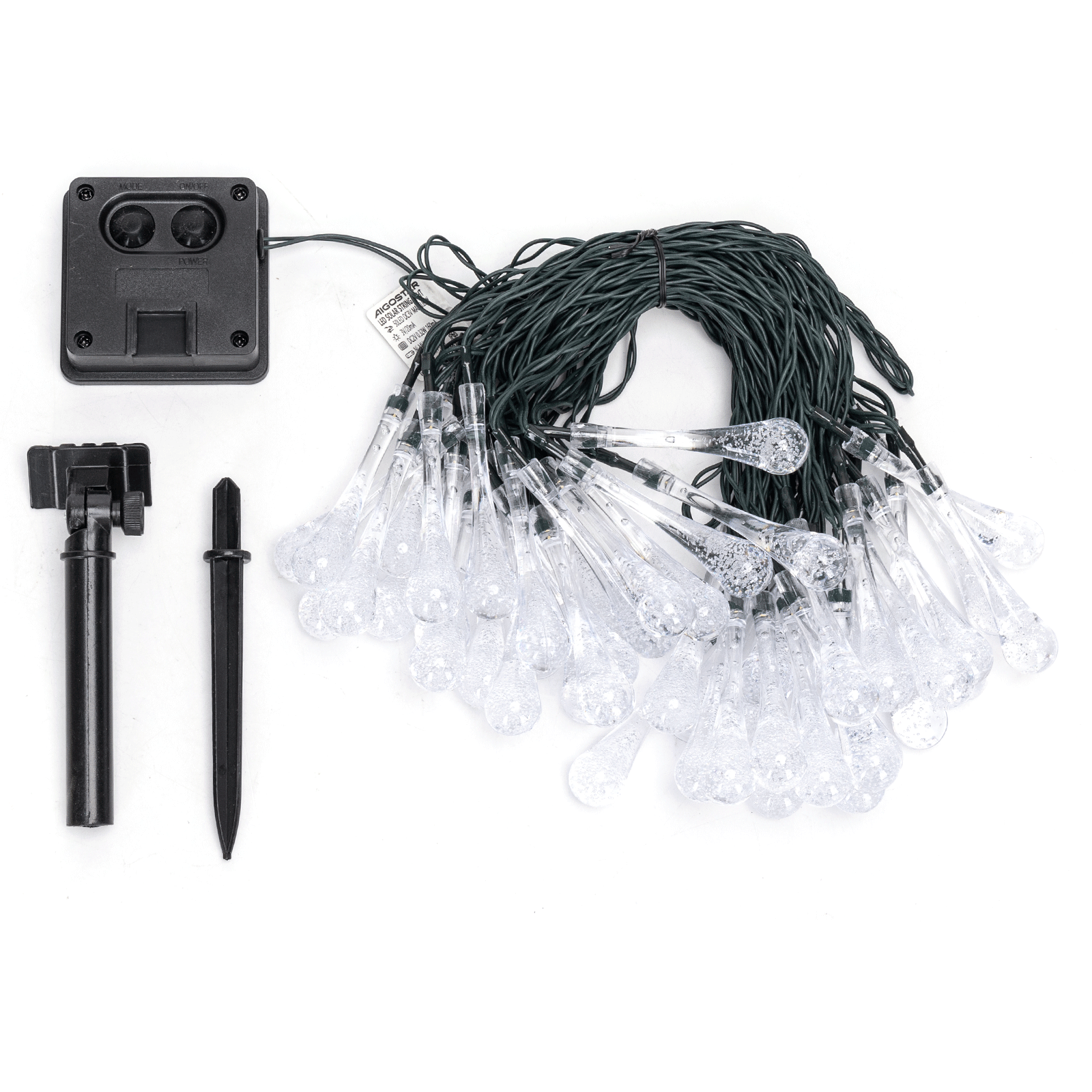 Aigostar        Lichtstrook in druppelvorm op zonne-energie RGBY 50 Led IP65