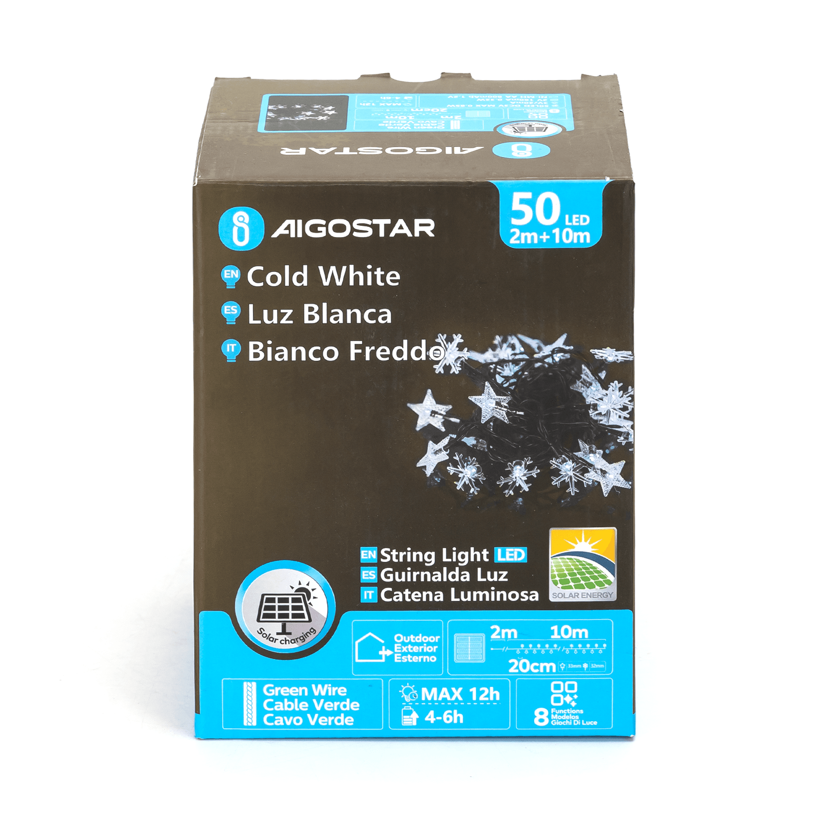 Aigostar Stersneeuwvlok op lichtstroken  IP65 Led(50) op zonne-energie 6500K