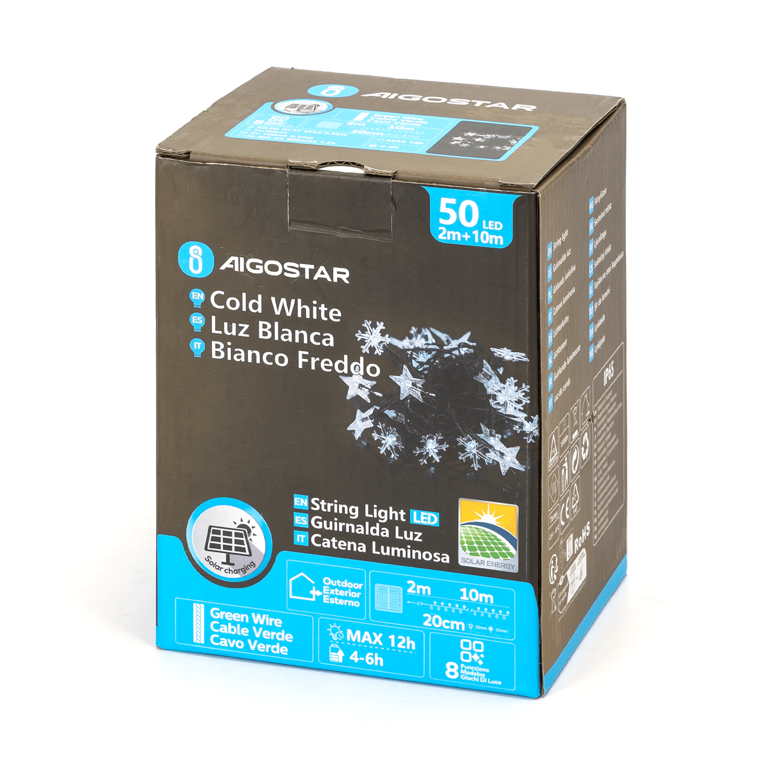 Aigostar Stersneeuwvlok op lichtstroken  IP65 Led(50) op zonne-energie 6500K