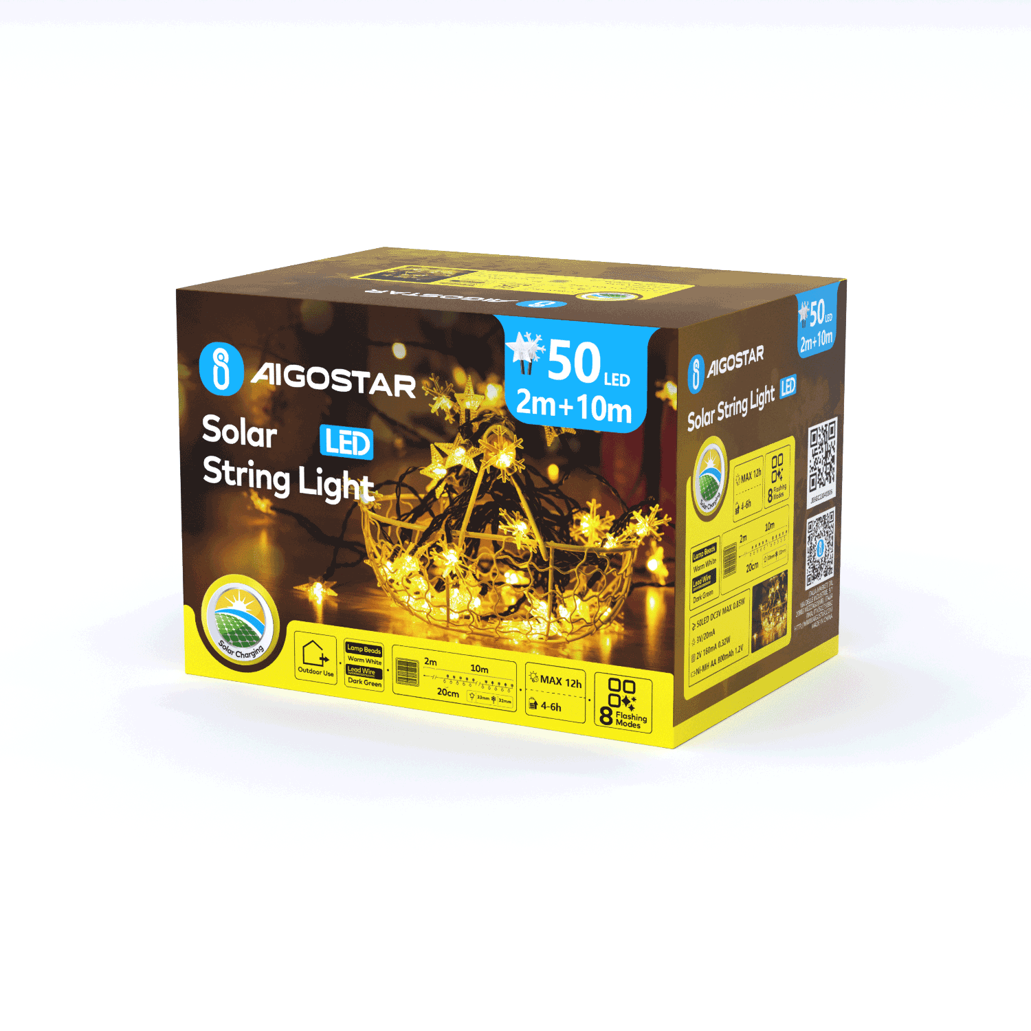 Aigostar Stersneeuwvlok op lichtstroken  IP65 op zonne-energie 3000K