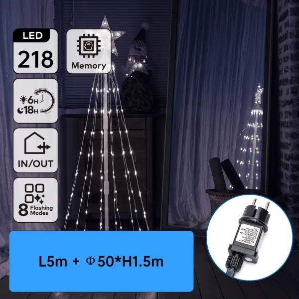 Aigostar Lampe de décoration de sapin de Noël conique 3000K 1,2 1,5 1,8 m IP44 Intérieur et extérieur