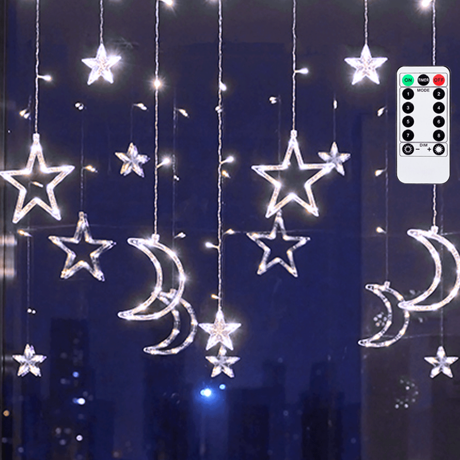Aigostar Star and Moon String Lights (Wavy) 3m+3m*0.6m IP44