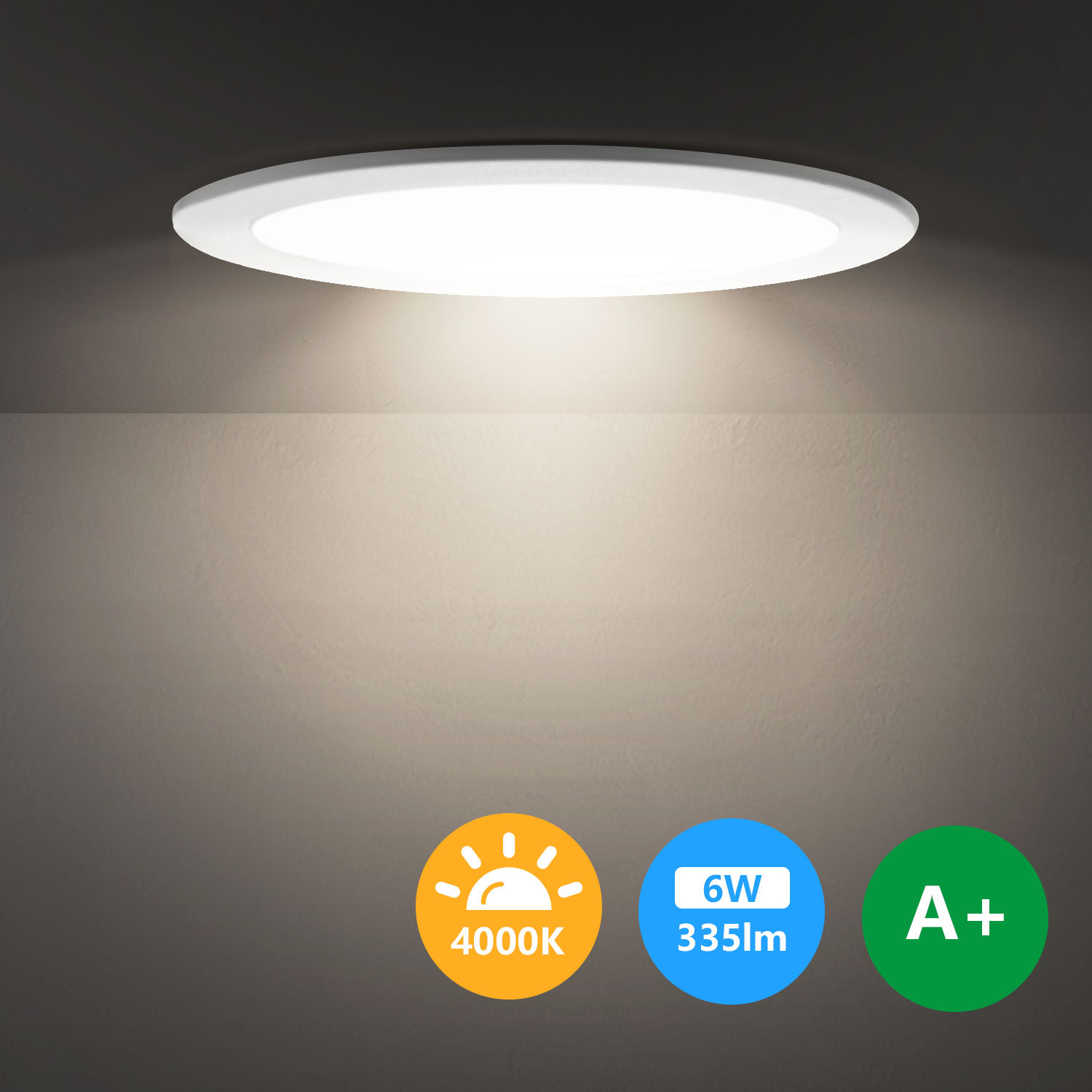 Aigostar E6 LED Ultra-thin Recessed Downlight Round 6W 4000K 000K Copy