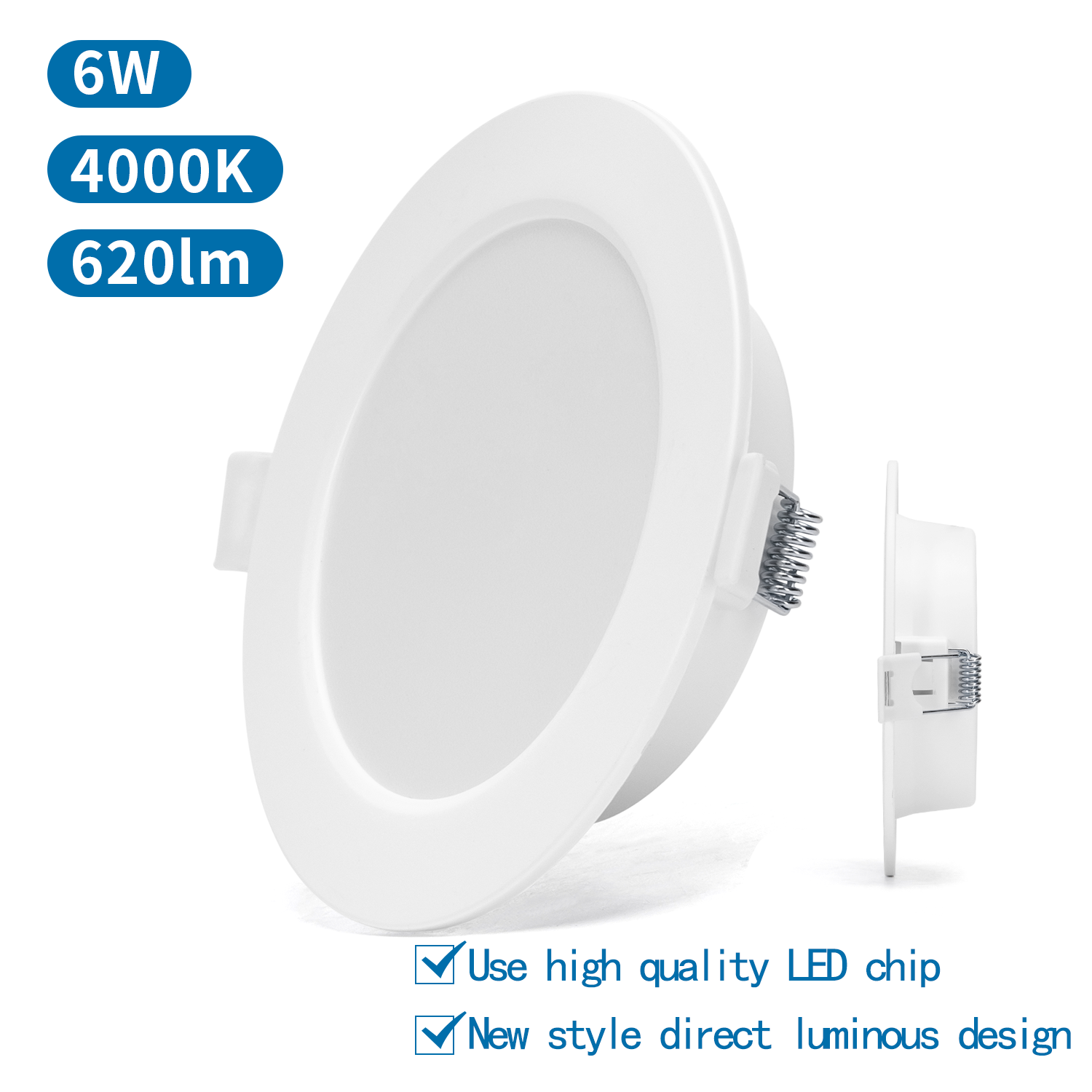 Aigostar LED Recessed Downlight Round 6W 620Lm 4000K
