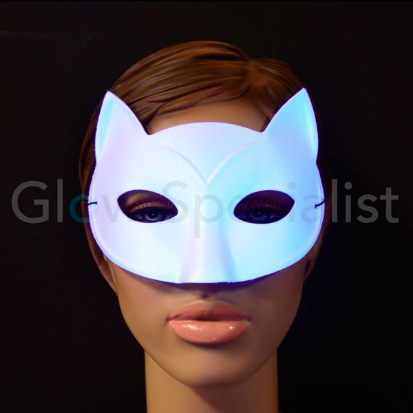UV / BLACKLIGHT eye mask - CAT - WHITE