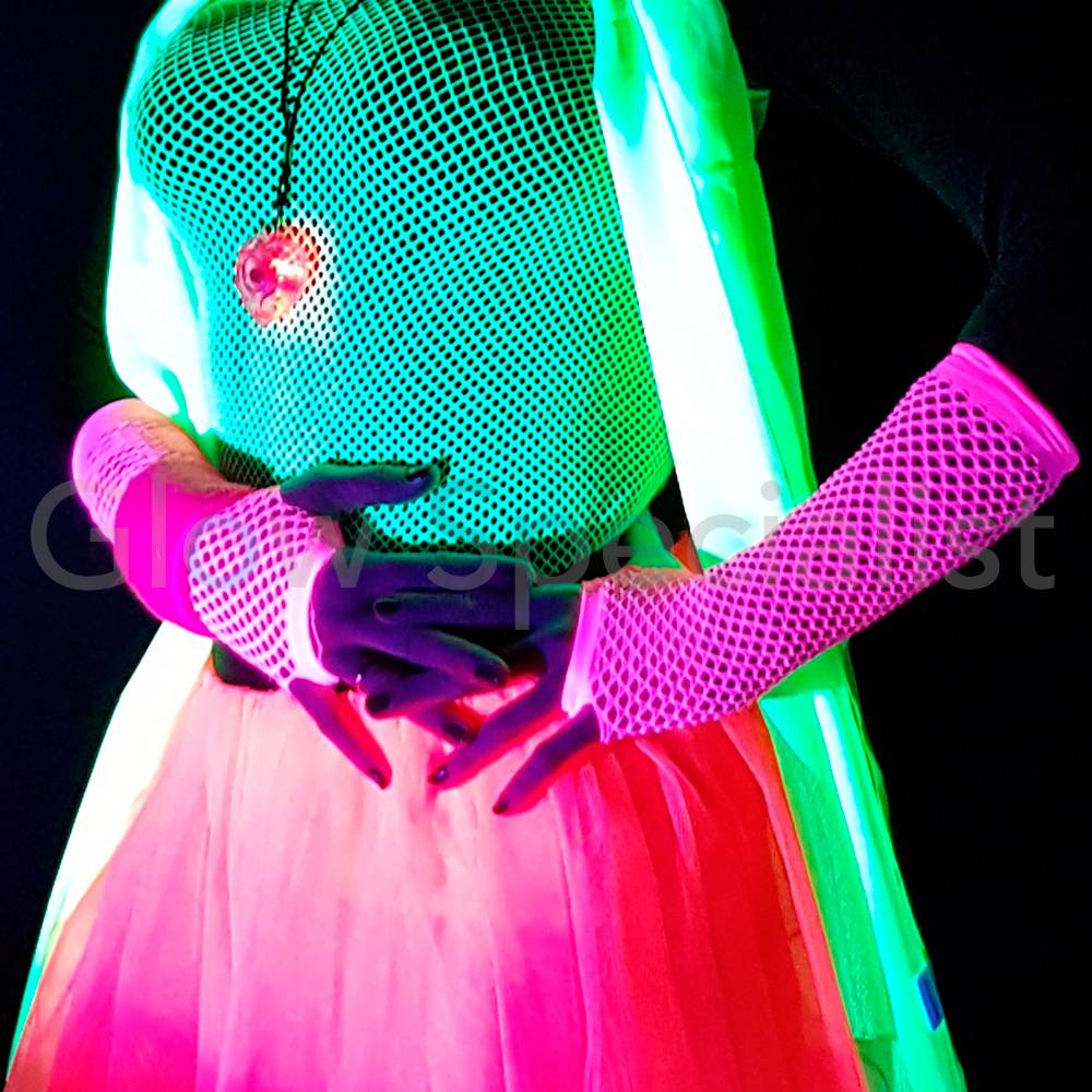 UV / BLACKLIGHT NEON GLOVES FINGERLESS 25 CM Glow Specialist