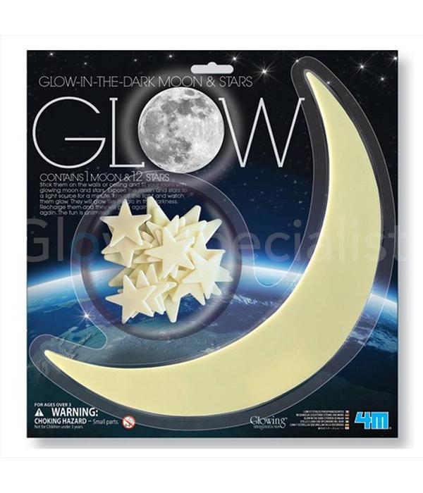 Glow In The Dark Moon Stars 13 Pcs