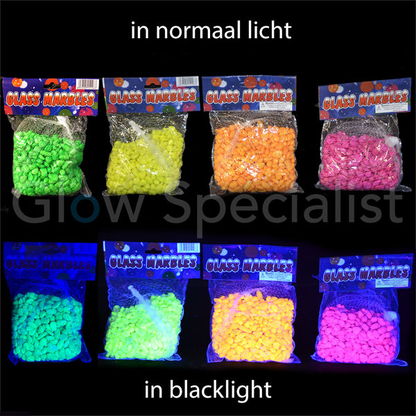 UV/BLACKLIGHT STEENTJES - 500 GRAM - 4 KLEUREN