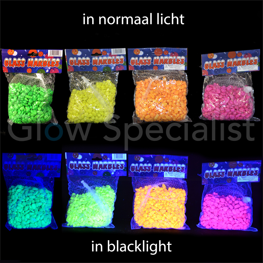 UV/BLACKLIGHT STONES 500 GR 4 COLORS Glow Specialist Glow