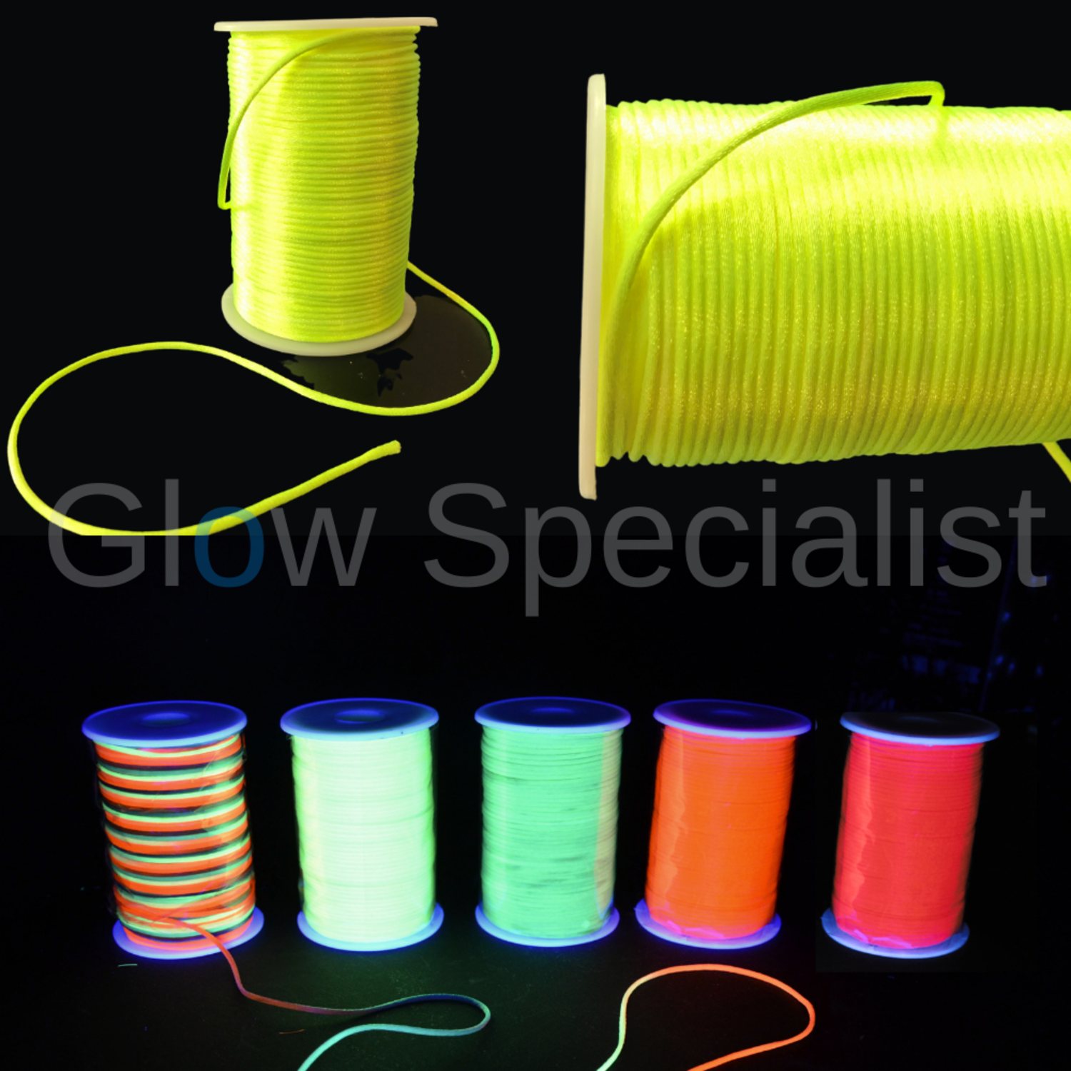 UV NEON NYLON ROPE - 2 MM x 10 M - Glow Specialist - Glow Specialist