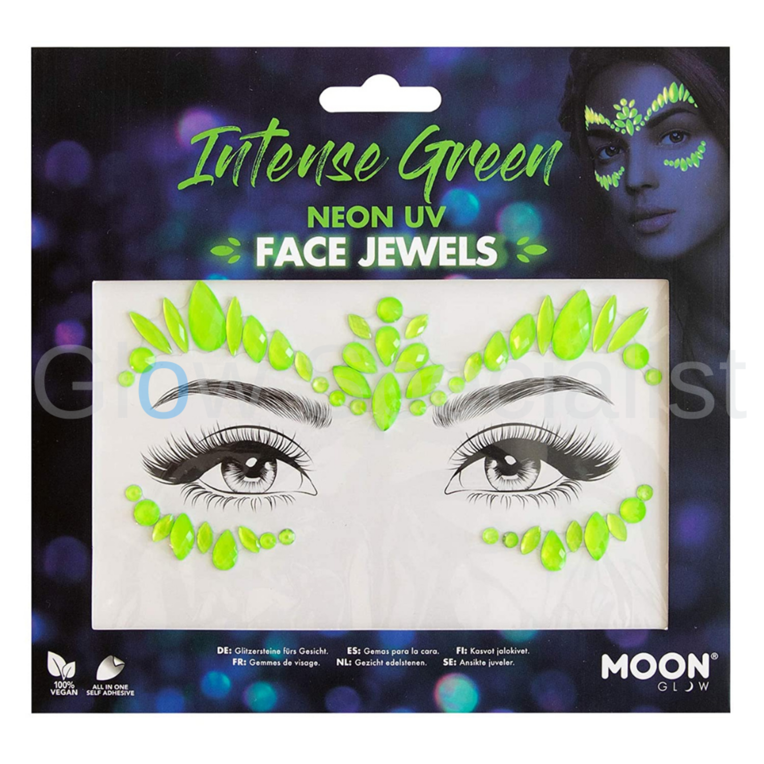Moon Glow Face Jewels Intense Green Costume Make Up Moon Glow Face Jewels Intense Green Costume Make Up