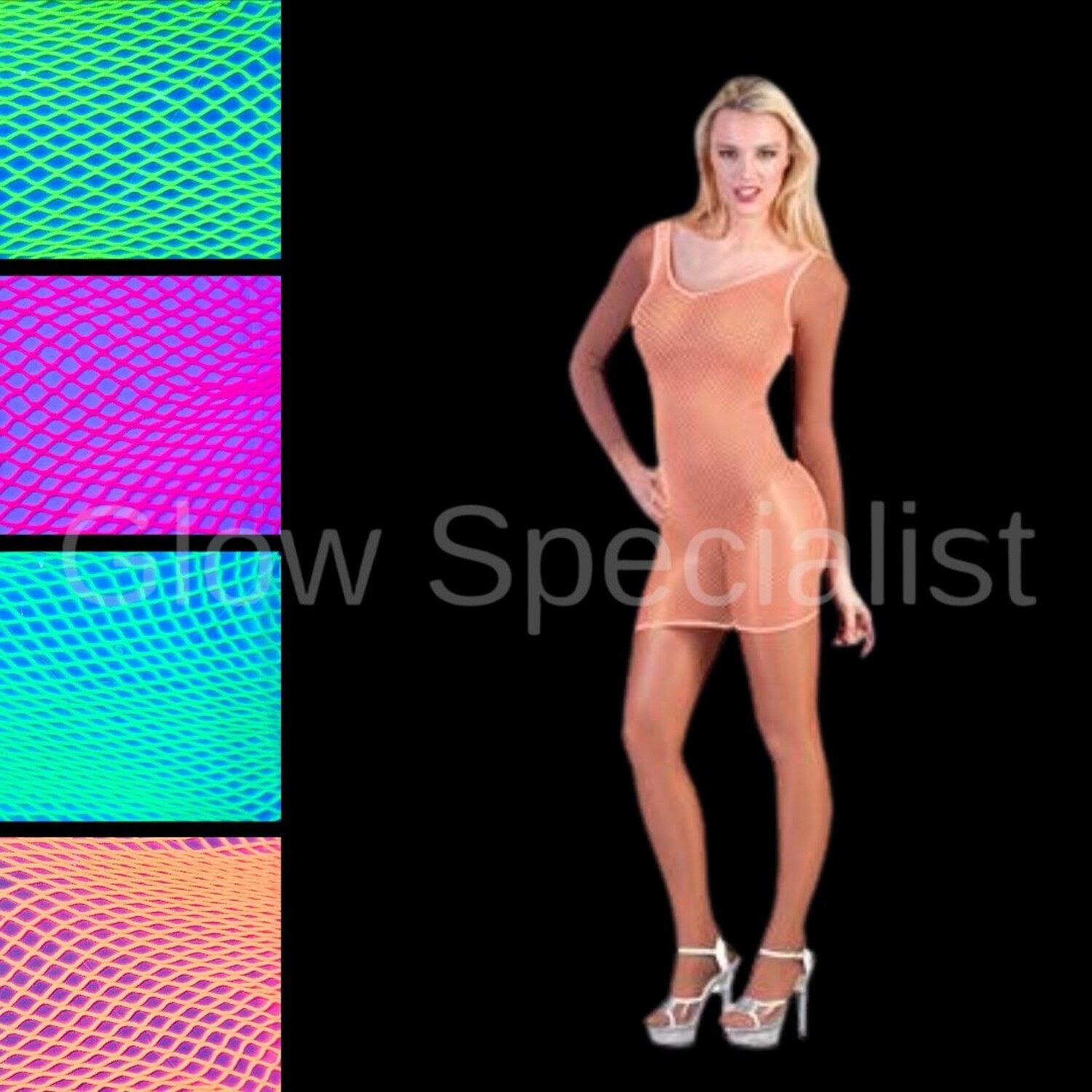 neon orange fishnet dress Neon orange fishnet mesh dress- bodycon dress