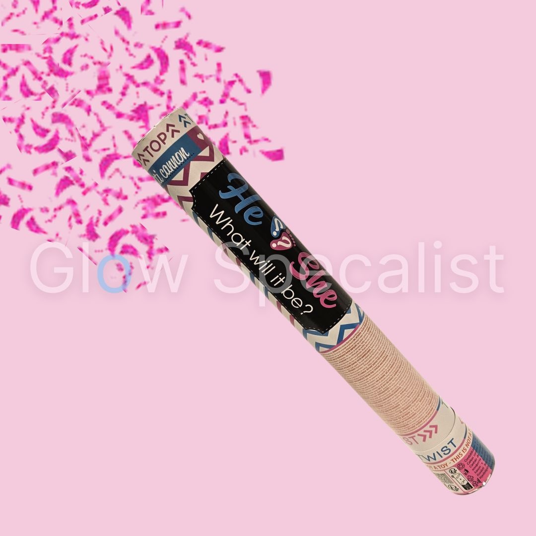 CONFETTI KANON GENDER REVEAL 38 CM ROZE Glow Specialist Glow