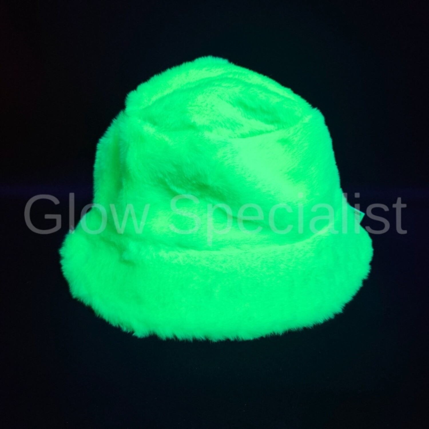 FAUX FUR BUCKET HAT - NEON GREEN - UV / BLACKLIGHT - Glow Specialist