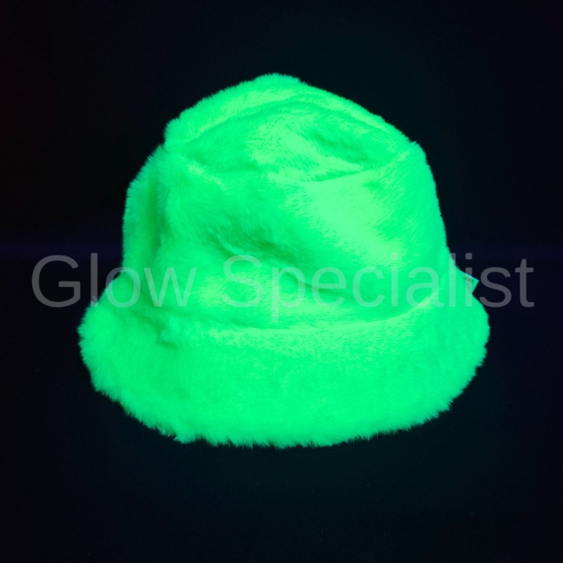 FAUX FUR BUCKET HAT - NEON GREEN - UV / BLACKLIGHT - Glow Specialist FAUX FUR BUCKET HAT - NEON GREEN - UV / BLACKLIGHT - Glow Specialist