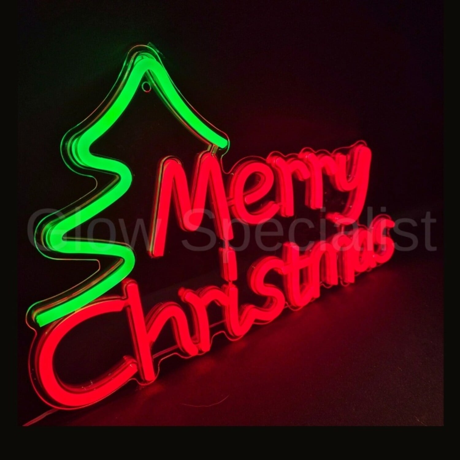 LED NEON SIGN - CHRISTMAS TEXT - MERRY CHRISTMAS - RED - Glow