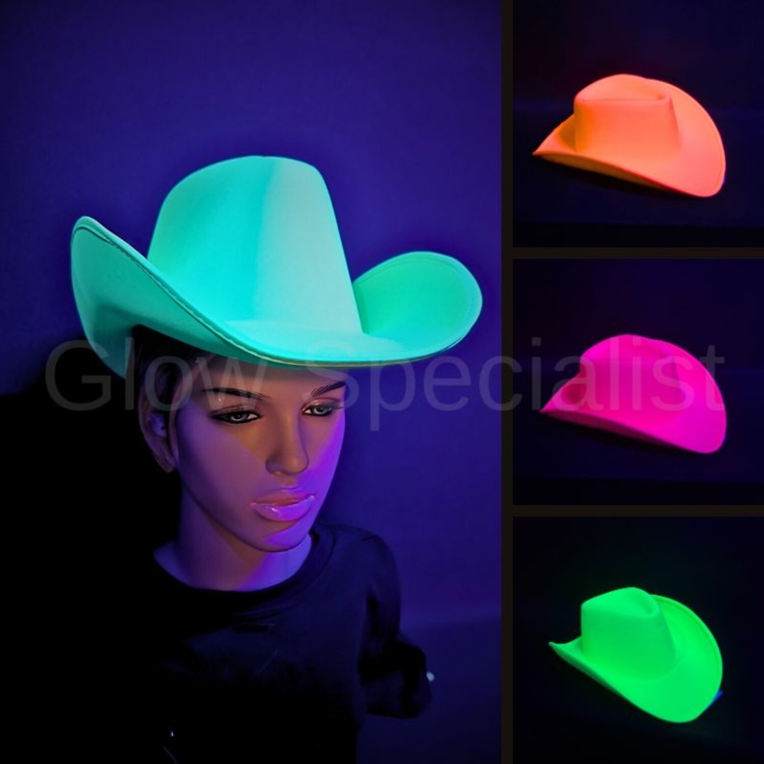 Cowboy Hat – UV/Blacklight – Neon Pink | Glow Specialist 