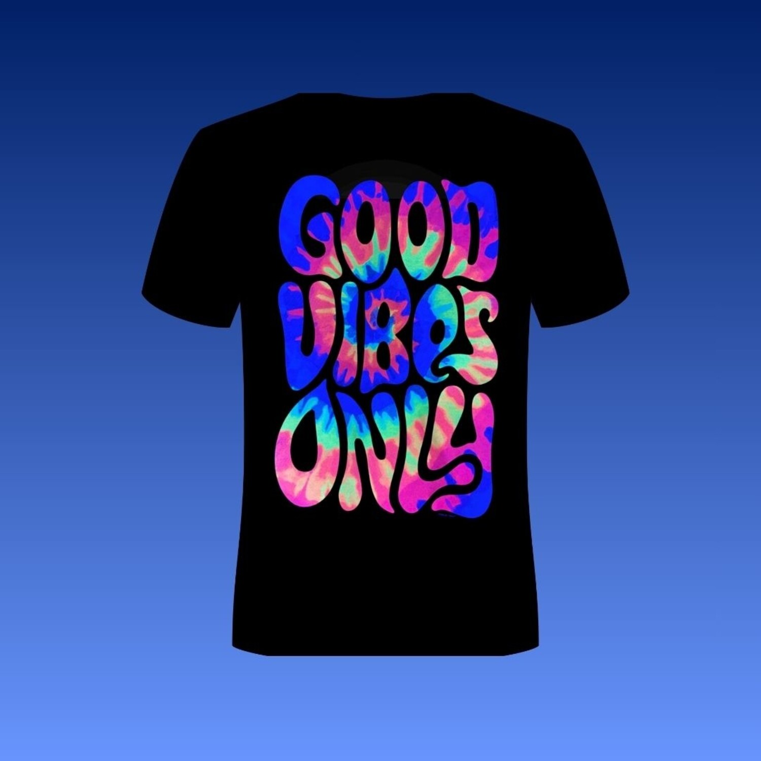 GOOD VIBES ONLY Blacklight T‑Shirt – UV‑Reactive Neon Shaka Shirt 