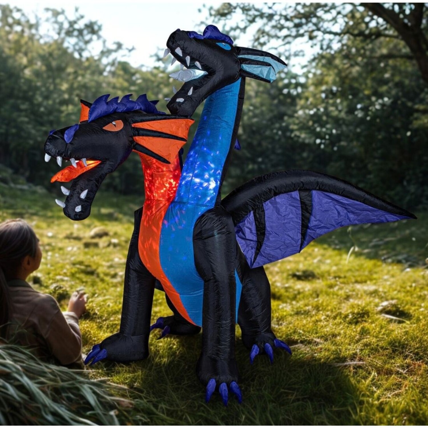 d*2様 アイカツ NIGHTMARE HALLOWEEN フルコンプ Halloween inflatable dragon – 208 cm – two‑headed – with LED