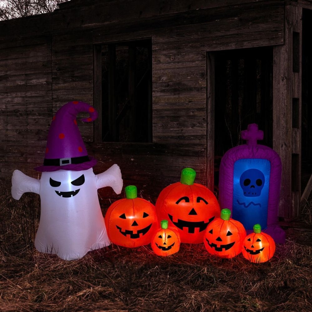 Halloween inflatable ghost with pumpkins – 244 cm – LED - Glow