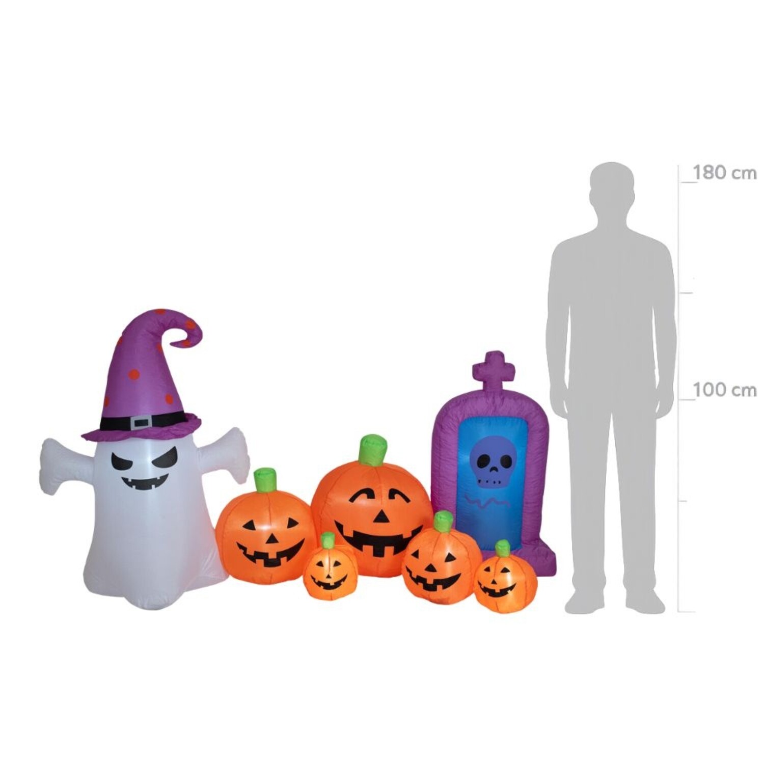 Halloween inflatable ghost with pumpkins – 244 cm – LED - Glow
