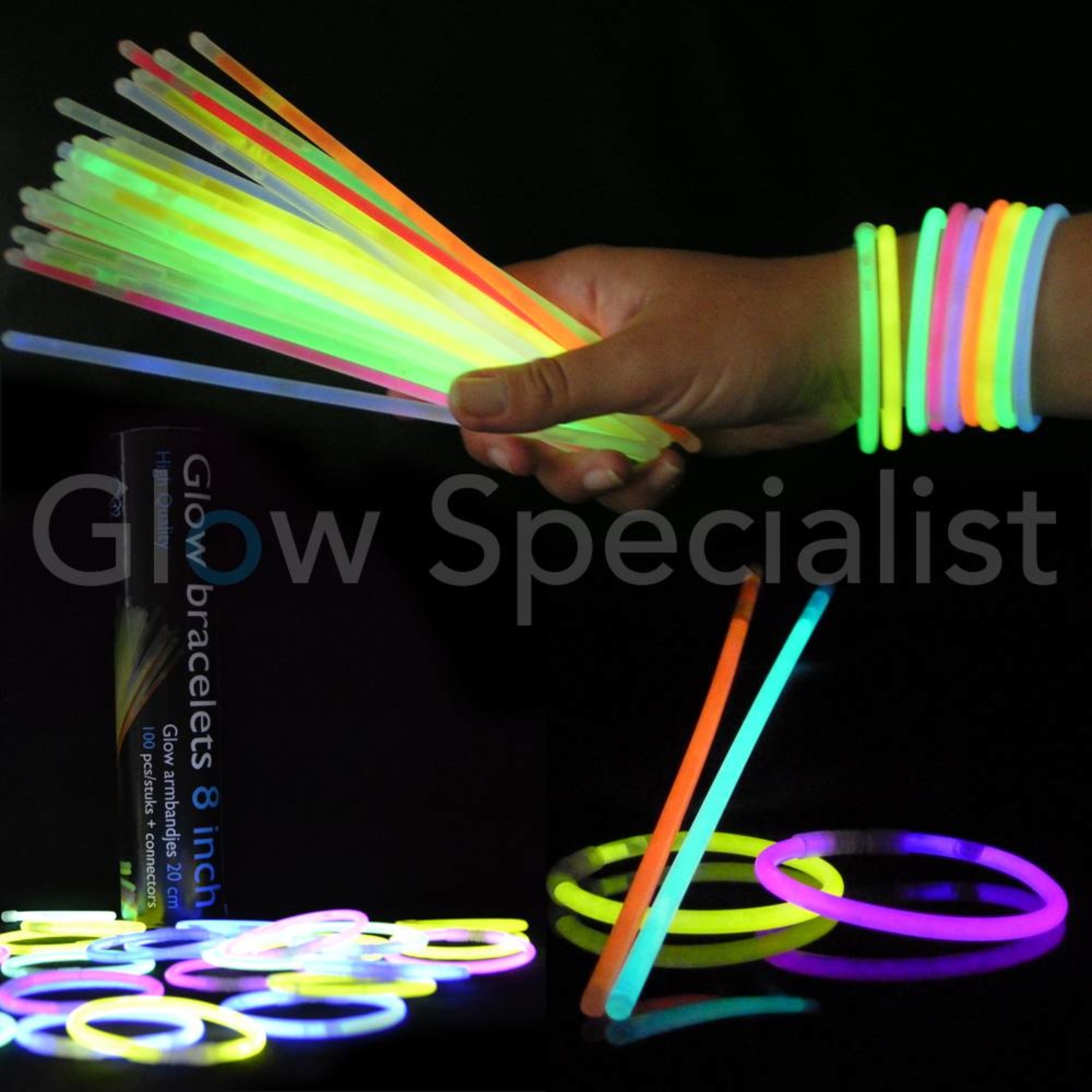 eend ornament neutrale GLOWARMBANDJES - 1 KOKER - 100 STUKS - koop je bij Glow Specialist - Glow  Specialist