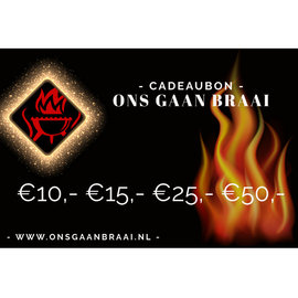 Ons Gaan Braai Cadeaubon €10,- €15,- €25,- €50,-