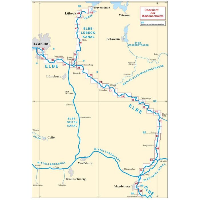 Delius Klasing Vaarkaart Duitsland – Elbe, Hamburg, Magdeburg en Elbe-Lübeckkanaal