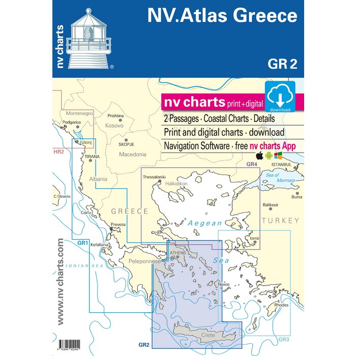 NV Charts Vaarkaart Griekenland GR2 Cycladen naar Kreta en Athene