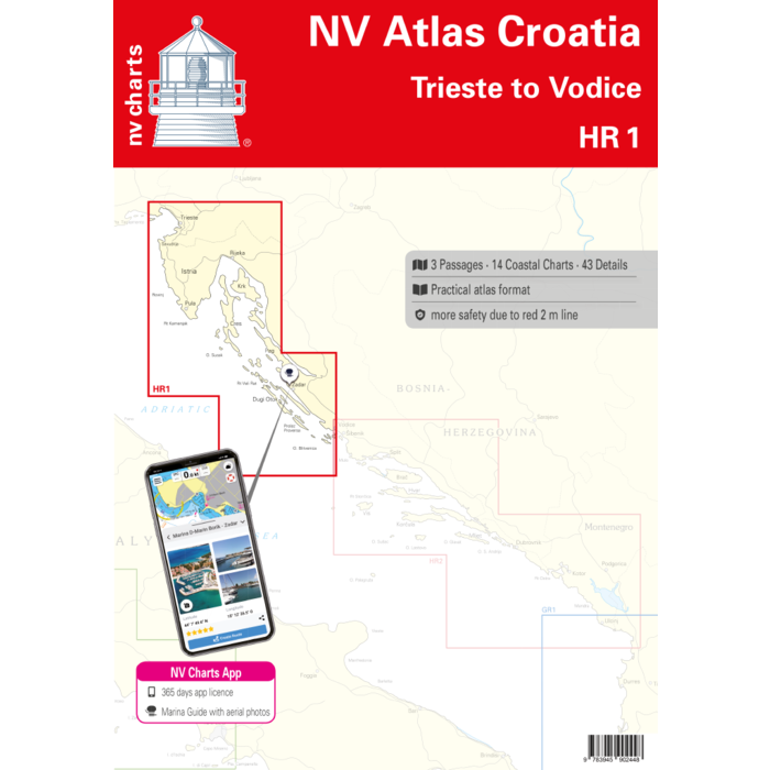 NV Charts Vaarkaart Kroatië NV Verlag HR1, Triest tot Vodice