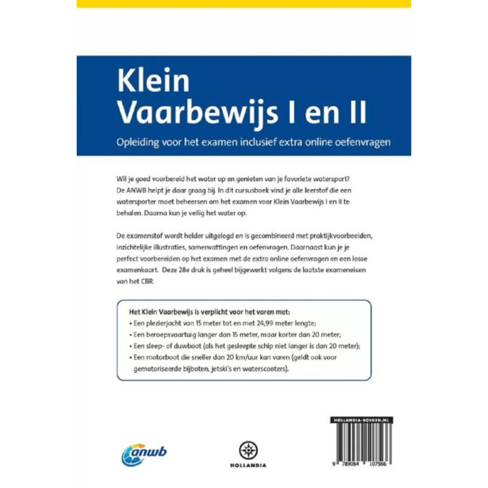 ANWB Watersportboeken ANWB Cursusboek Klein Vaarbewijs 1 en 2