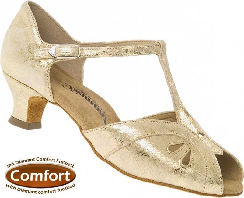 Diamant 019-011-017 Dansschoenen Comfort Print Goud Leer 4.2cm |  Flashdance.nl