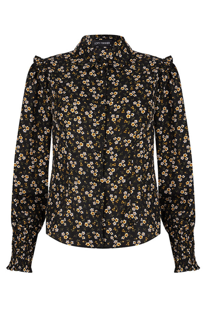 Lofty Manner Zwarte Bloemenprint Top Mayra