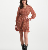 Lofty Manner Roestbruine Bloemenprint Jurk Ava