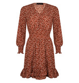 Lofty Manner Roestbruine Bloemenprint Jurk Ava